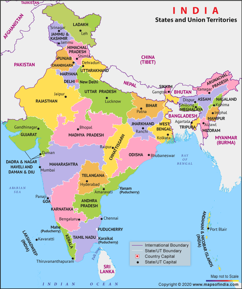 States and Capitals of India: India has 28 States & 8 UTs in India 2021_60.1