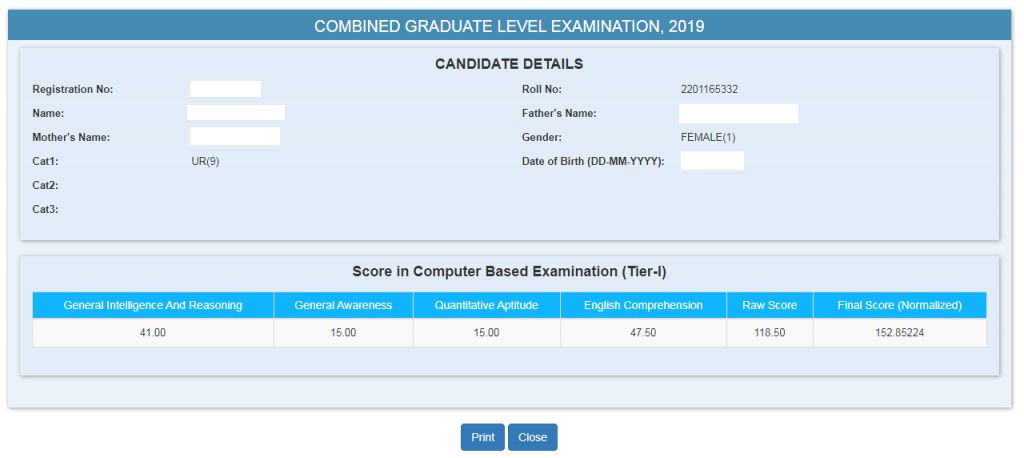 SSC CGL marks