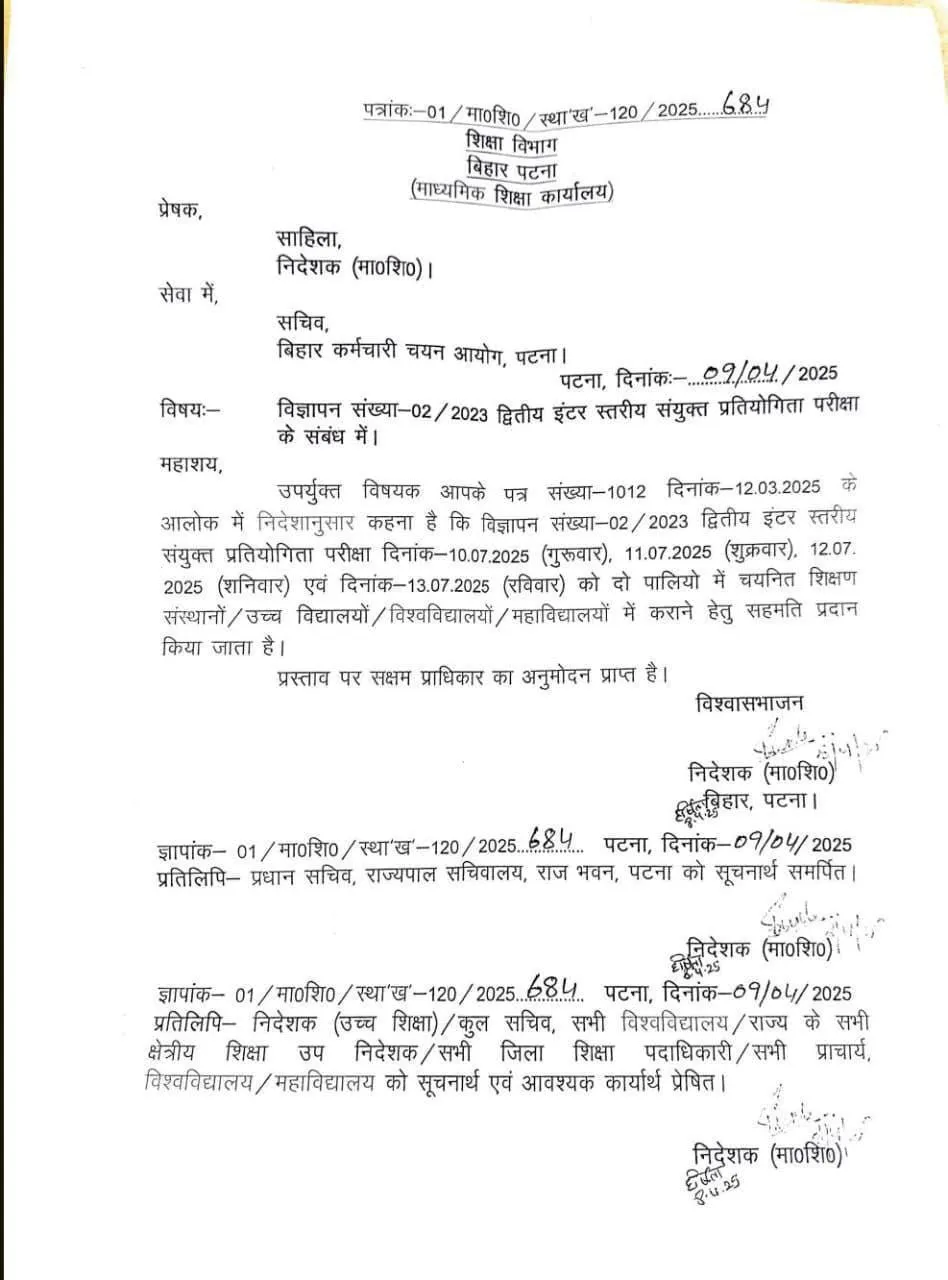 BSSC Inter Level Exam Date