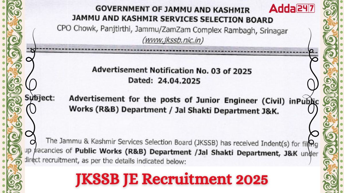 JKSSB JE Recruitment 2025