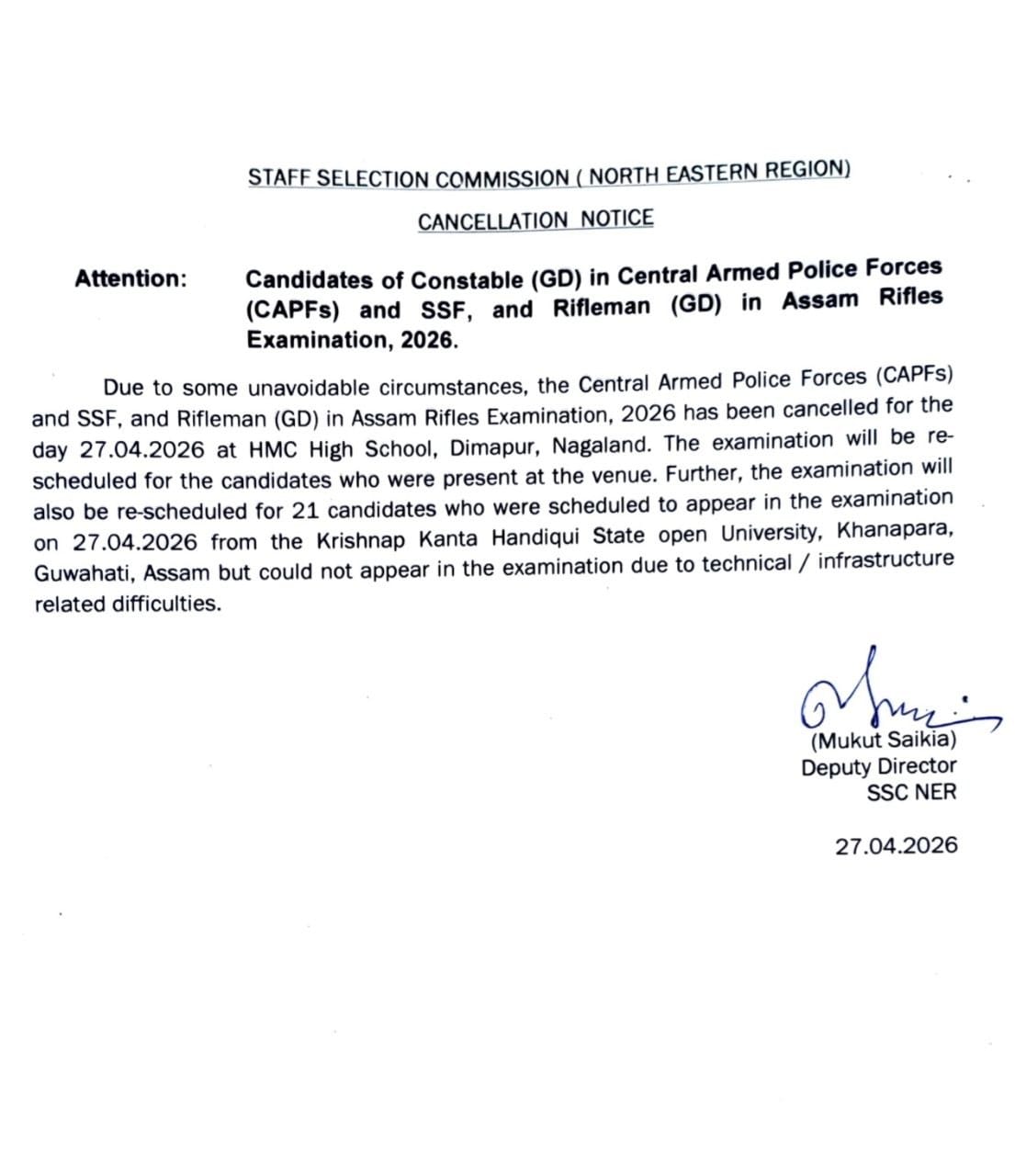 SSC GD Exam 2026 Cancelled: कई सेंटर पर परीक्षा रद्द, नई तिथि जल्द – पूरी लिस्ट और जरूरी निर्देश – Latest Hindi Banking jobs_5.1